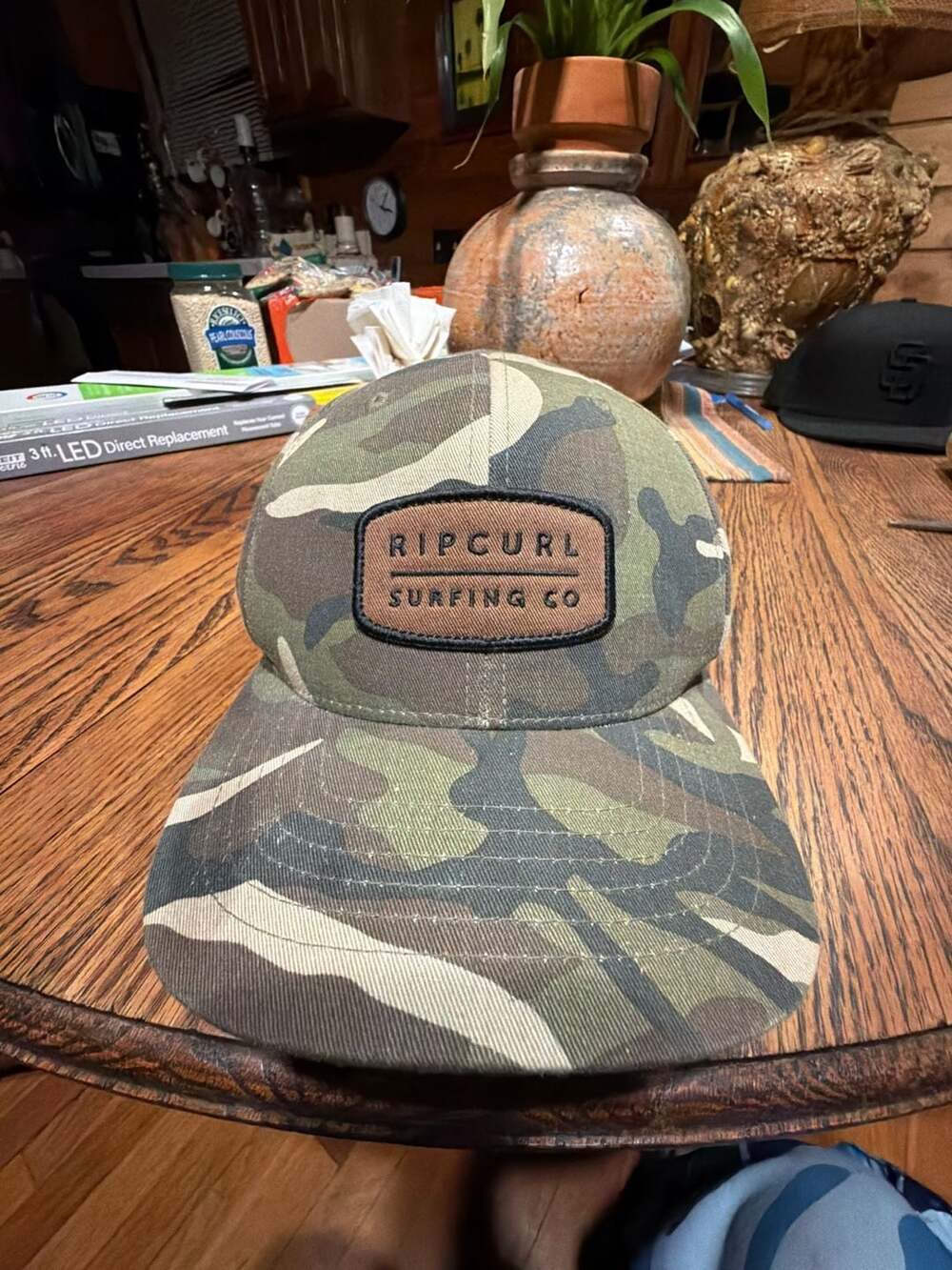 Rip Curl Surfing Co Camo Snapback Hat Cap Leather Patch